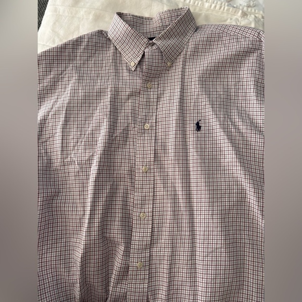 Ralph Lauren Red& Blue Checkered Button Down Shirt Yarmouth Size 16 1/2
